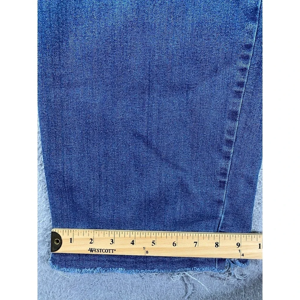 Nicole Miller Women's 12 Soho High Rise Wide Leg Jeans Med Wash Raw Split Hem
